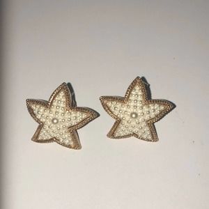Gold & Pearl Starfish Beach Earrings